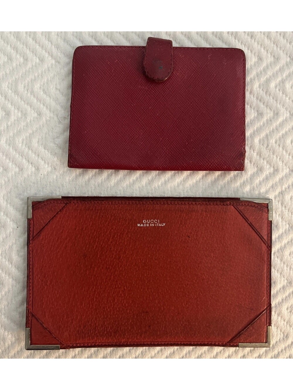 Vintage Gucci Red Leather Snap Wallet & Document Photo Holder Made in Italy